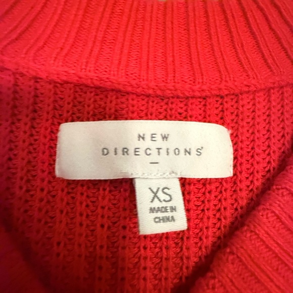 New Directions Red V-Neck Tunic High-Low Oversized Sweater Size XS - Picture 7 of 9